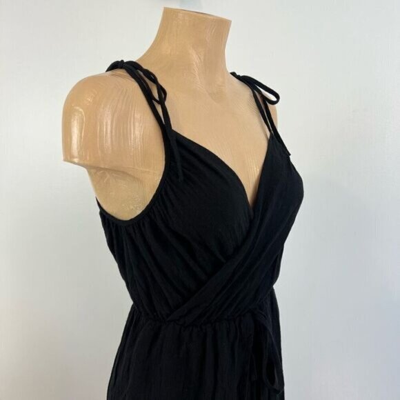 Unbranded Women’s Small Black Sleeveless Wrap Pants Jumpsuit One Piece Flowy - Picture 3 of 14